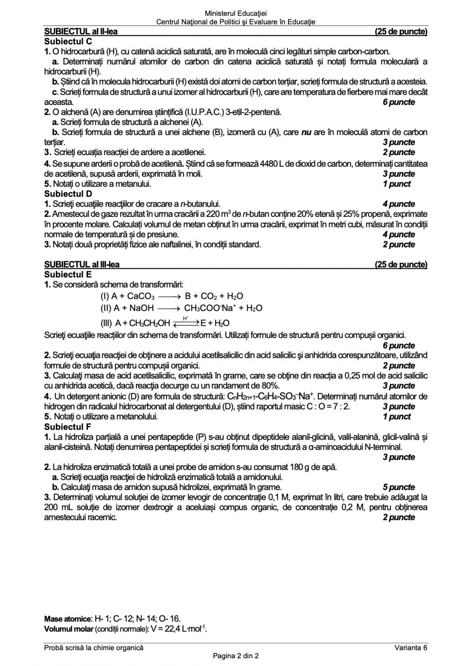 Subiectele la Chimie de la Bacalaureat 2023 au fost publicate 843236