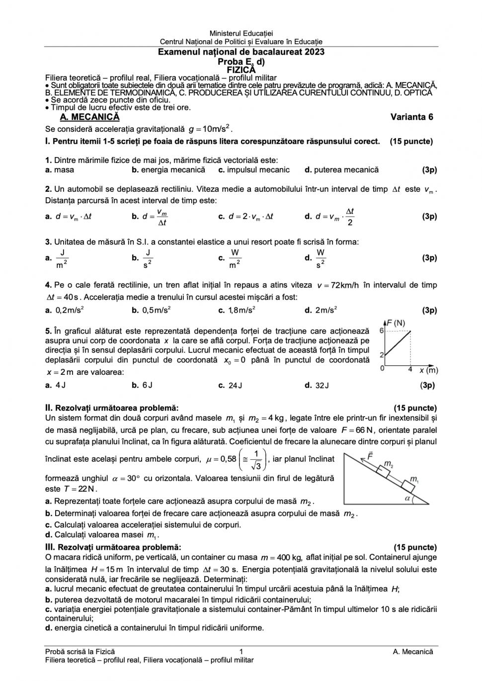 Subiectele la Fizică pentru Bacalaureat 2023 au fost publicate 843240