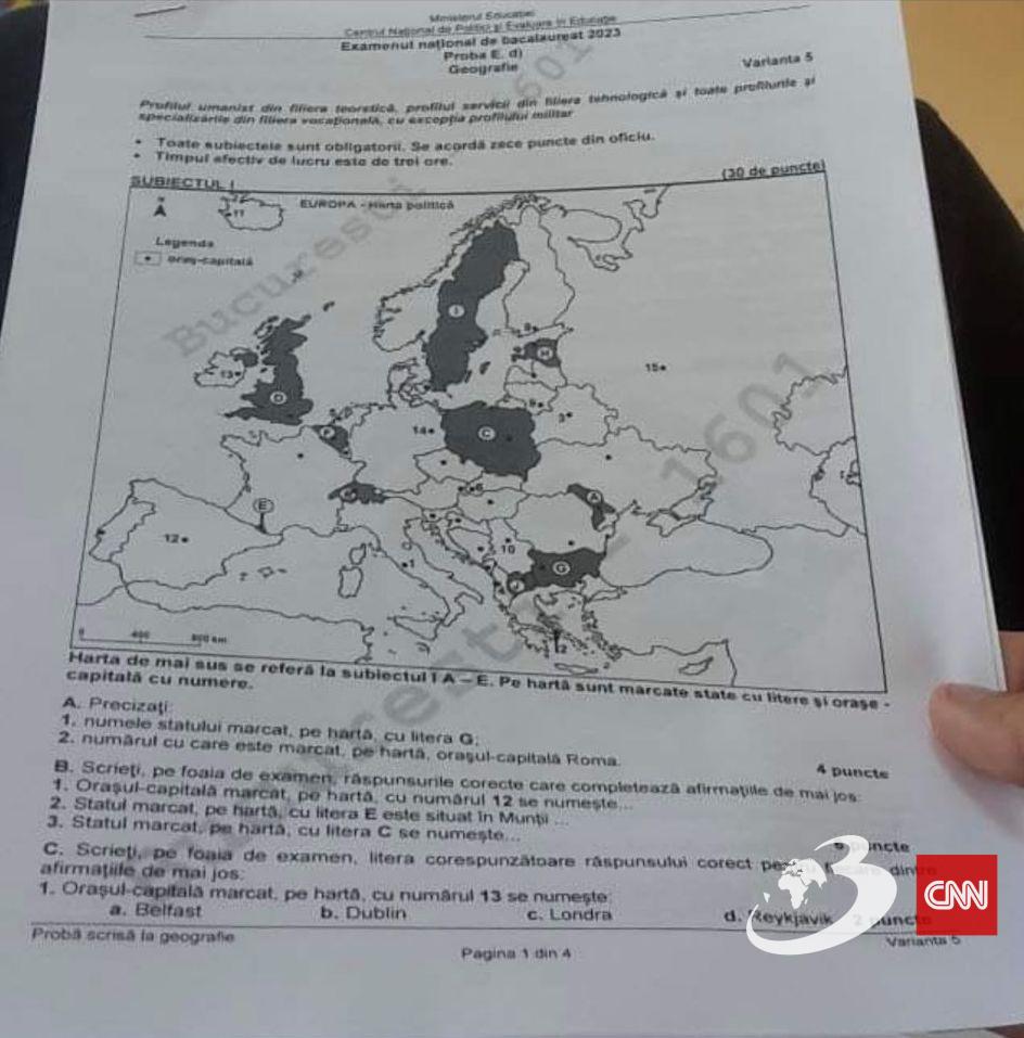 Subiectele la Geografie pentru Bacalaureat 2023 au fost publicate 843114