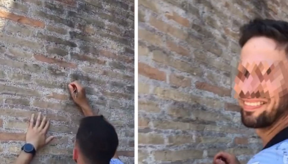 A fost găsit turistul care şi-a scrijelit numele pe peretele Colosseumului. Ce pedeapsă riscă