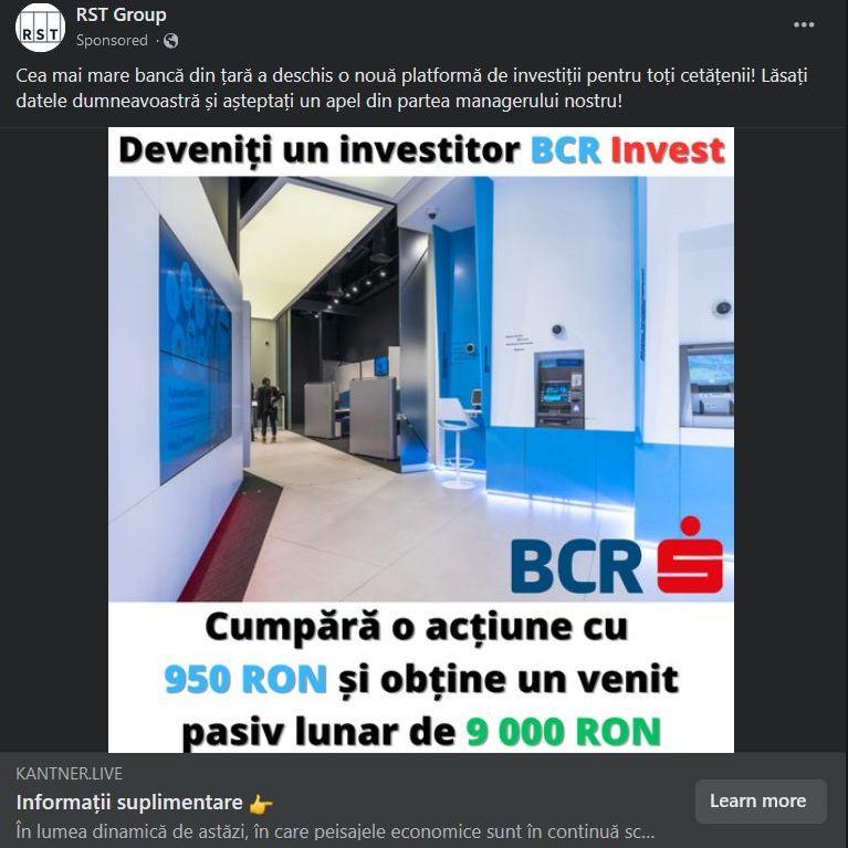 Avertisment! Postări sponsorizate pe Facebook se folosesc de imaginea unor bănci pentru a convinge utilizatorii să oferte date personale  844428