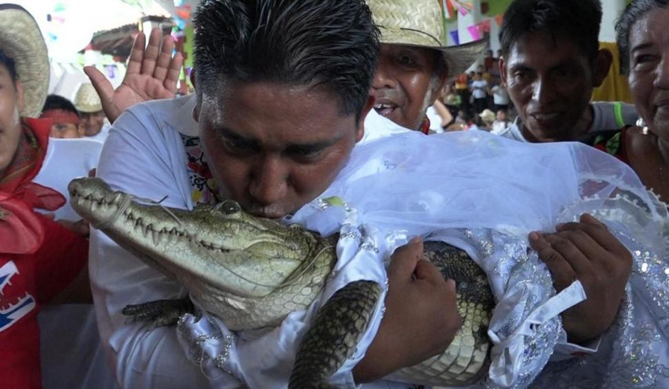 "Nu poţi avea o căsătorie fără dragoste!". Un primar s-a însurat cu un crocodil, în Mexic. Cum au fost pedepsiţi localnicii care nu au participat 844363