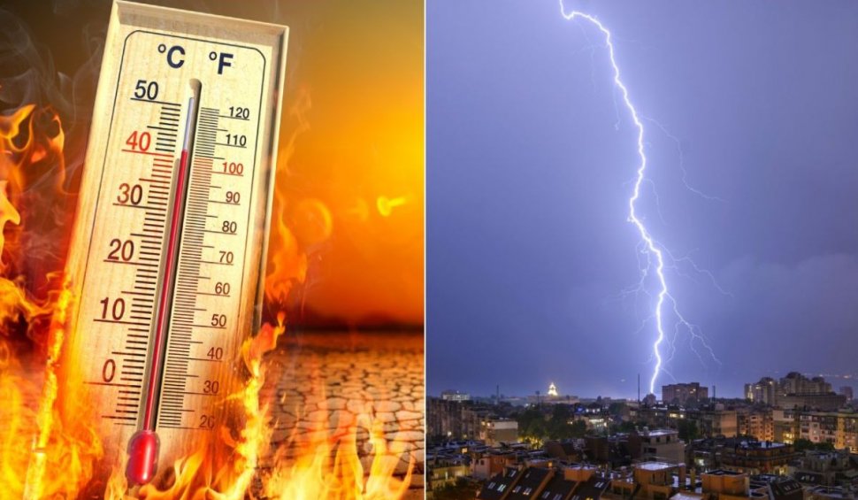 Fenomene meteo extreme în România. Peste 40 de grade Celsius în jumătate de ţară, furtuni violente şi ploi în cealaltă jumătate