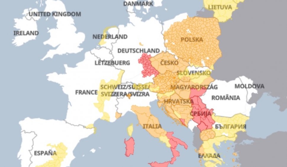 Alerte meteo Cod roșu și Cod portocaliu de caniculă, în mai multe țări din Europa, duminică