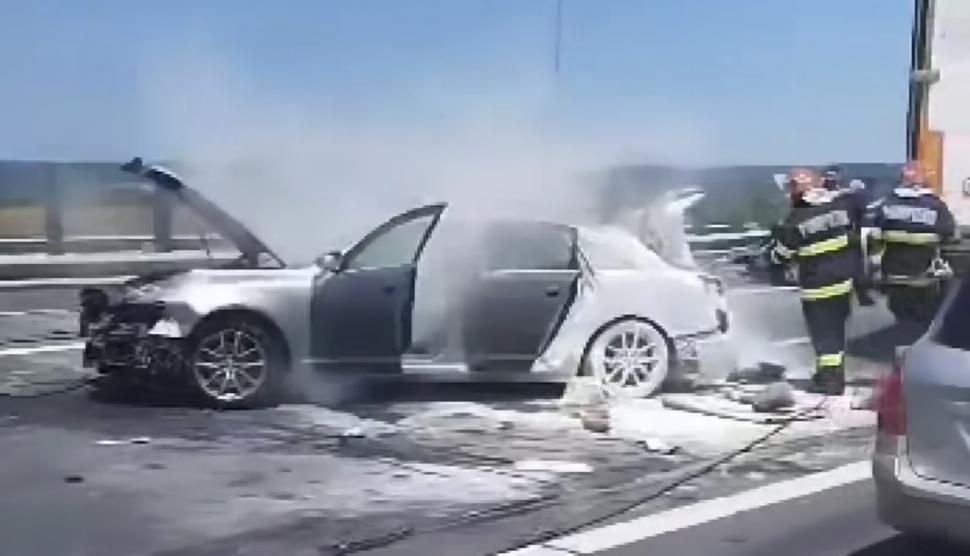 Accident în lanţ între un TIR și 4 autoturisme pe A1, în Timiș. Circulația este dirijată pe banda de urgență 846822