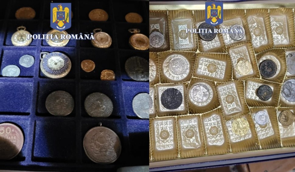 Descoperirea făcută de poliţişti în casa unui bărbat din Constanța. Au fost ridicate 65 de monede din perioada romană și medievală şi 8 ceasuri de colecţie