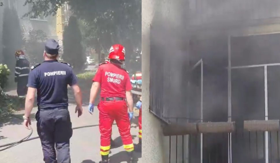 Explozie urmată de un incendiu, într-un bloc din Piatra Neamț. Intervenție de urgență a pompierilor