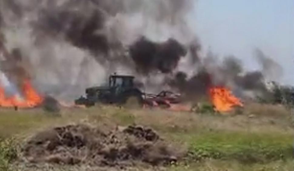 Incendiu de vegetaţie la un pas de Bucureşti. Traficul este deviat prin localitatea Măgurele 847225