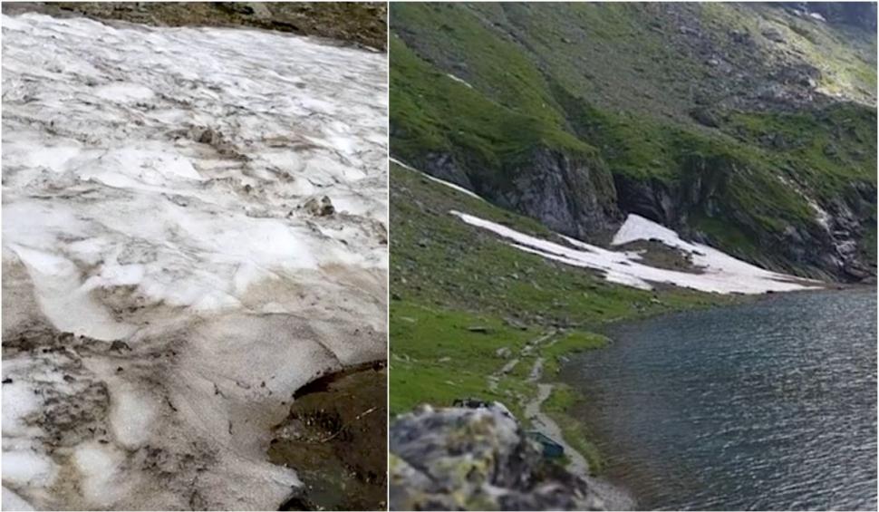 Locul din România în care sunt 16 grade, în timp ce restul țării fierbe. Turiștii se bucură de răcoare și chiar se bulgăresc cu zăpadă 847271