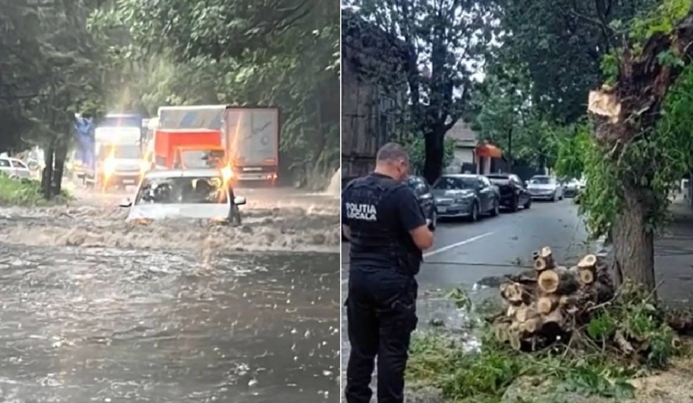 Furtunile violente au făcut prăpăd în România | Străzi inundate, culturi distruse de grindină și copaci puși la pământ de vântul puternic