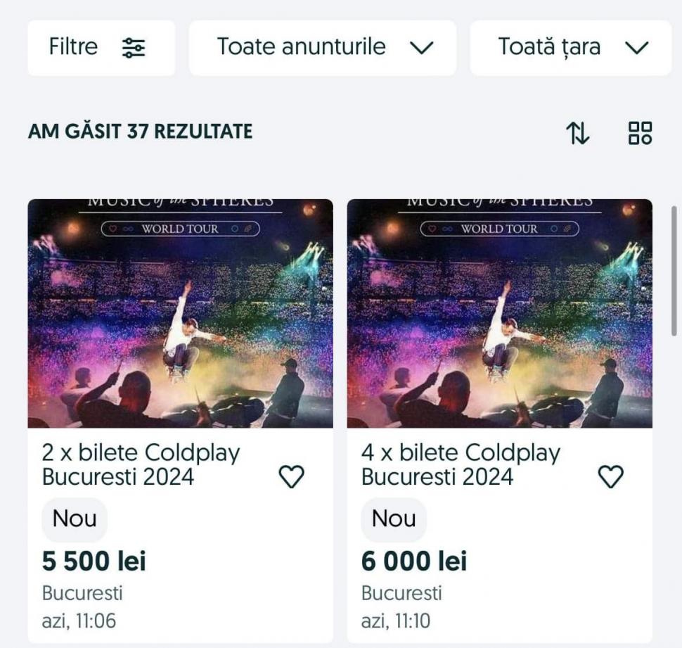 Biletele de la Coldplay, vândute deja pe "piața neagră". Diferența de preț este uriașă 848583