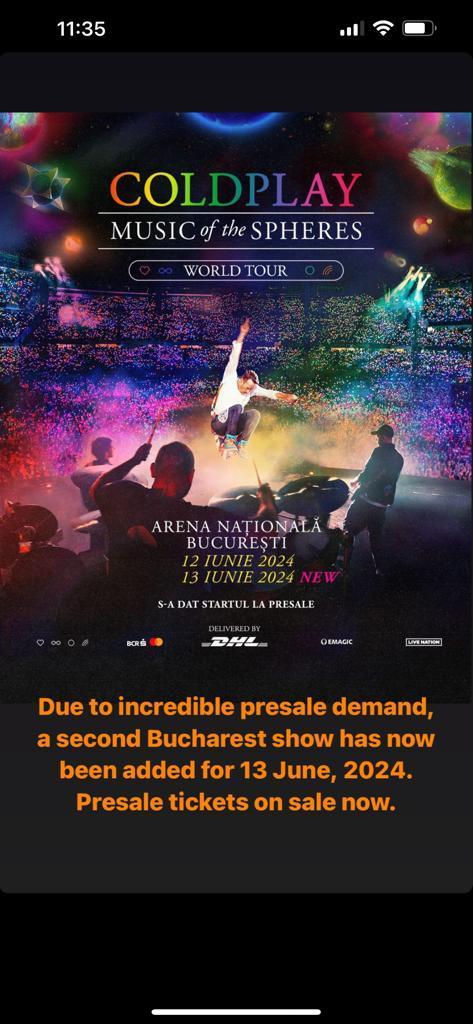 Coldplay anunță un al doilea concert în București, pe 13 iunie 2024, datorită "cererii incredibile" pentru biletele pre-sale la cel din 12 iunie 848538