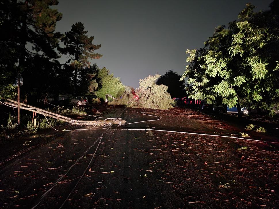 Fenomenele meteo au produs pagube serioase în România. Străzi inundate, copaci căzuți și stâlpi de electricitate puși la pământ de vântul puternic  849029
