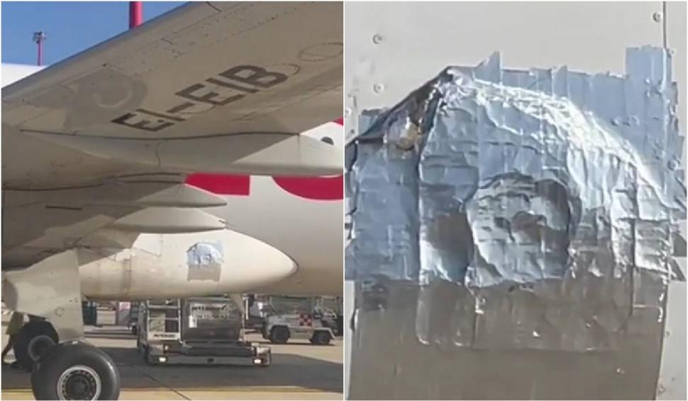 Imagini incredibile cu un avion reparat cu scotch. Compania spune că respectă normele 850360