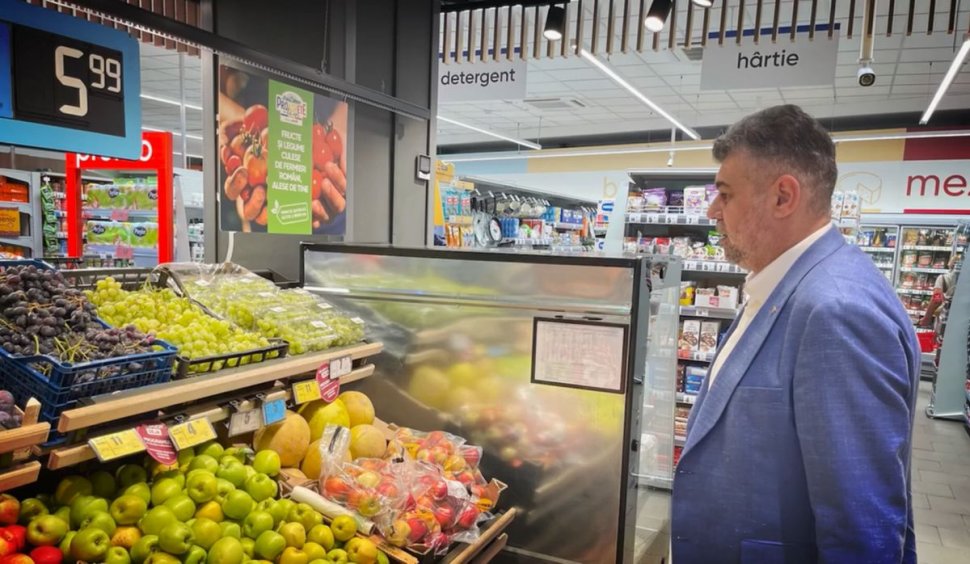 Marcel Ciolacu, vizită-control într-un supermarket: "Cele mai mari scăderi de preţ sunt la cartofii noi, apoi la pâine, telemea, făină și mălai"