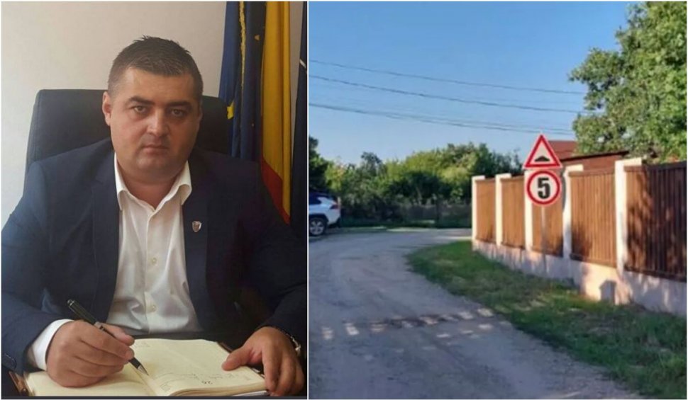 Limitator de viteză pe drum de țară din Buzău pentru a proteja de praf piscina unui politician