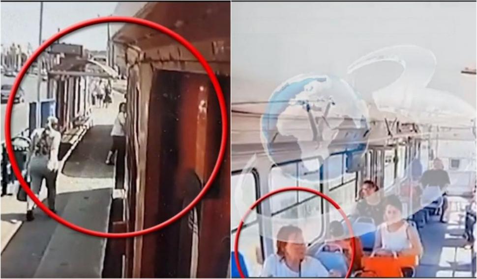 Imagini exclusive cu momentul în care femeia din Arad coboară din tramvai. Mama îşi ţinea copilul aflat într-un scaun cu rotile 852331