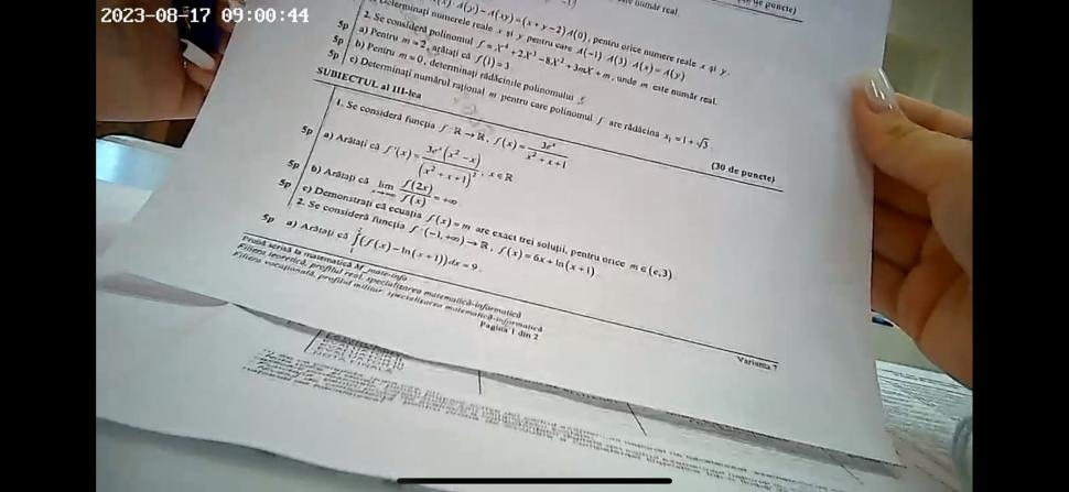 Subiectele la Matematică, profil mate-info, de la Bacalaureat 2023, sesiunea de toamnă, au fost publicate 852556