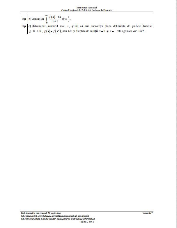 Subiectele la Matematică, profil mate-info, de la Bacalaureat 2023, sesiunea de toamnă, au fost publicate 852652