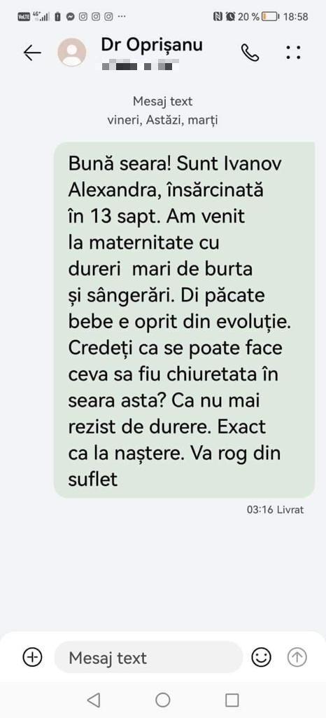 Mesaje revoltătoare: Gravida de 25 de ani s-a rugat până în ultimul moment de medicii din Botoşani să o salveze | "Nu mai rezist de durere! Vă rog din suflet" 853116