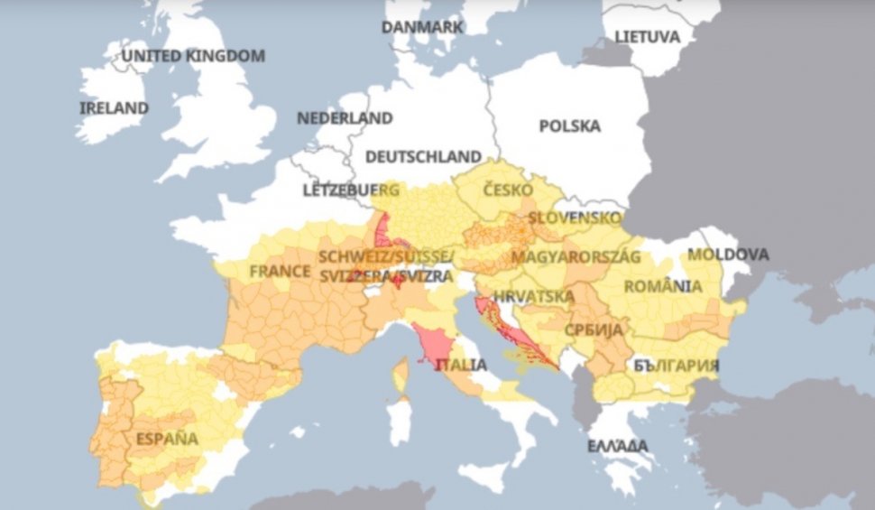 Cupolă de căldură peste Europa! Cod roșu și cod portocaliu de caniculă în mai multe țări, printre care și România