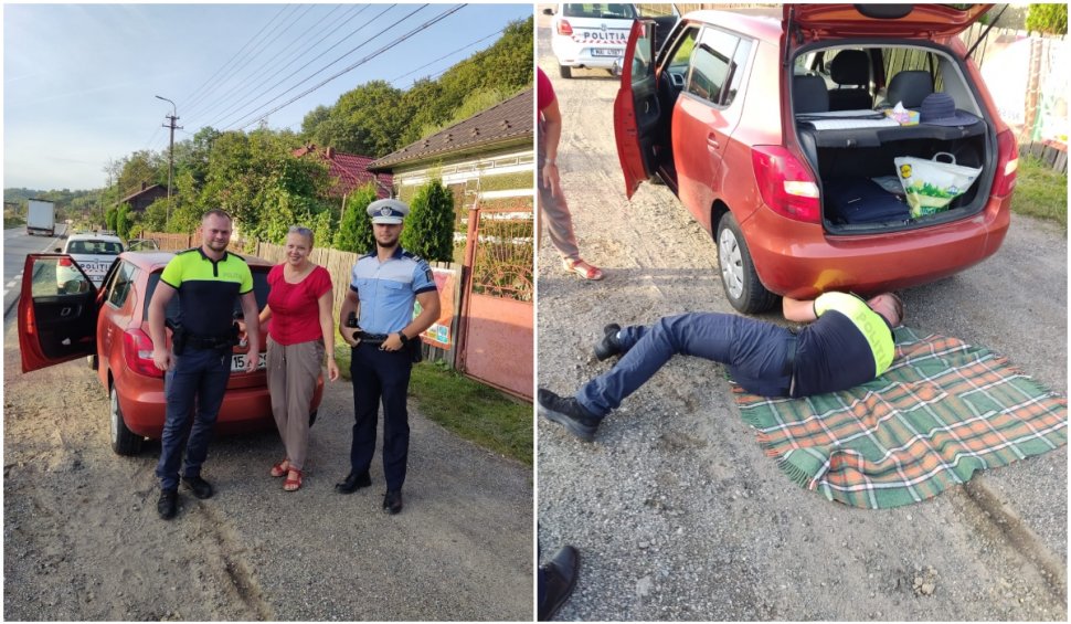 "Gesticula din mâini şi cerea ajutor" | Ei sunt Marian şi Istavan, doi poliţişti care au reparat mașina unei femei, rămasă blocată pe un drum din Huedin