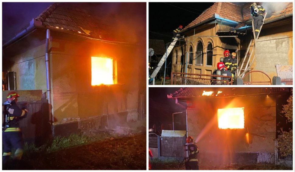 Incendiu puternic la o casă din Cerghizel, județul Mureș
