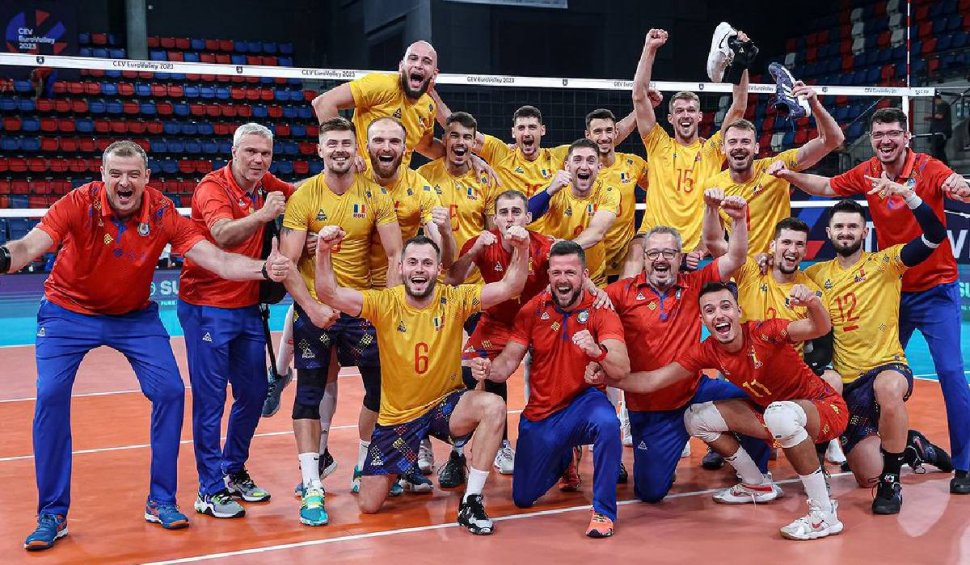 Volei masculin: România a învins Franța, deținătoarea titlului olimpic, și s-a calificat în optimile Campionatului European