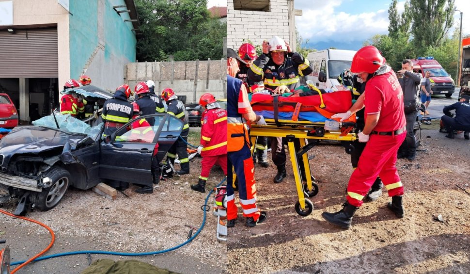 Doi bărbaţi, răniţi după ce maşina în care se aflau a lovit cinci maşini parcate, în Hunedoara. Victimele au fost descarcerate