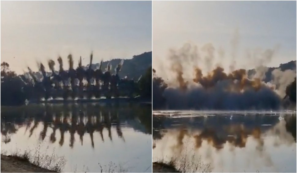 Un pod din Brașov a fost aruncat în aer. Demolare cu aproape 100 de kilograme de dinamită