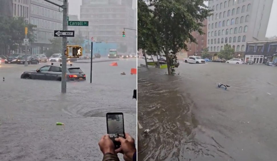 Dezastru provocat de vremea rea în nord-estul SUA | Stare de urgență la New York, unde apa a inundat stații de metrou și a acoperit mașinile de pe străzi