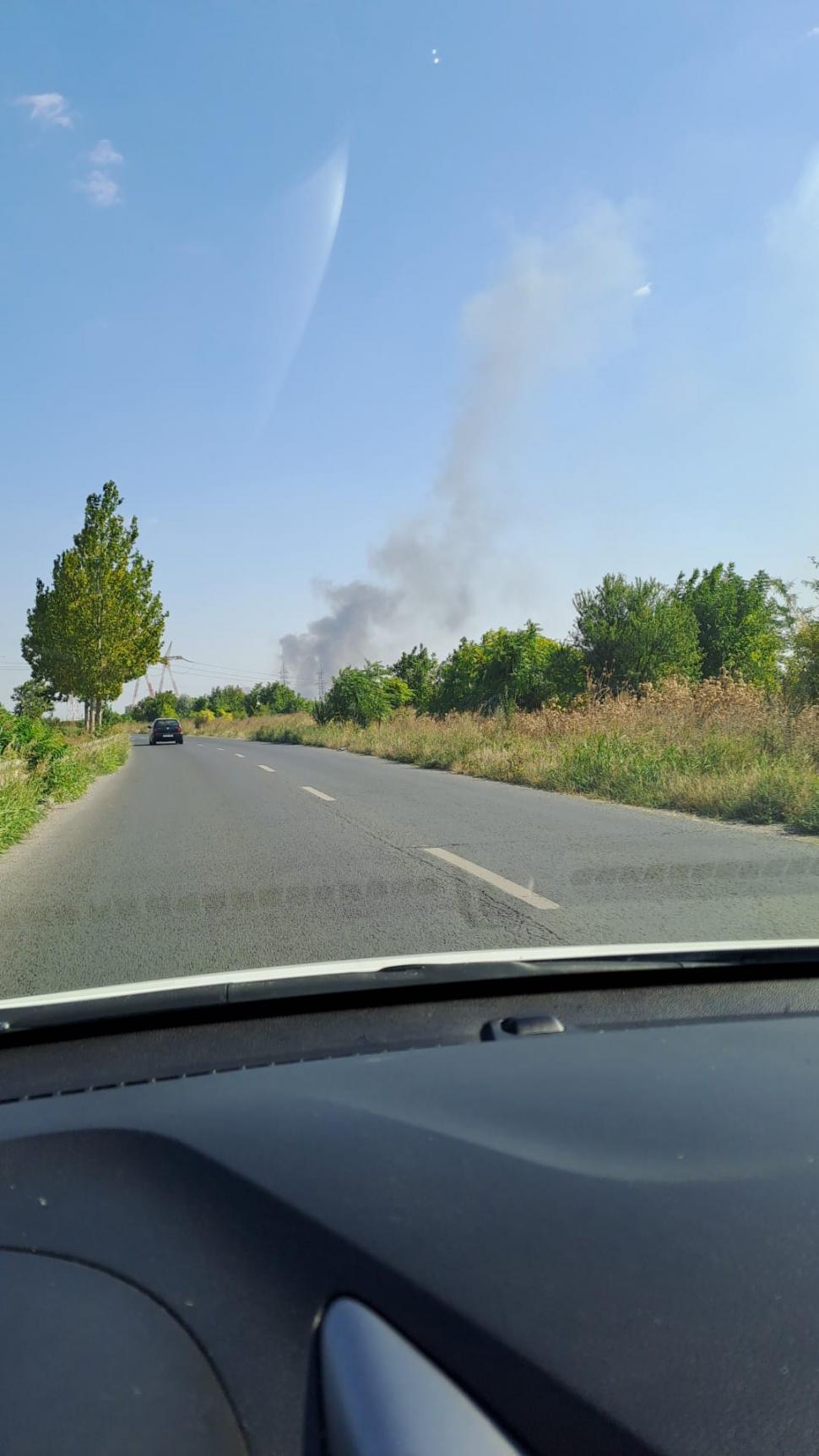 Incendiu de proporții lângă București. Flăcările s-au extins pe 12.000 metri pătraţi de vegetaţie 860973