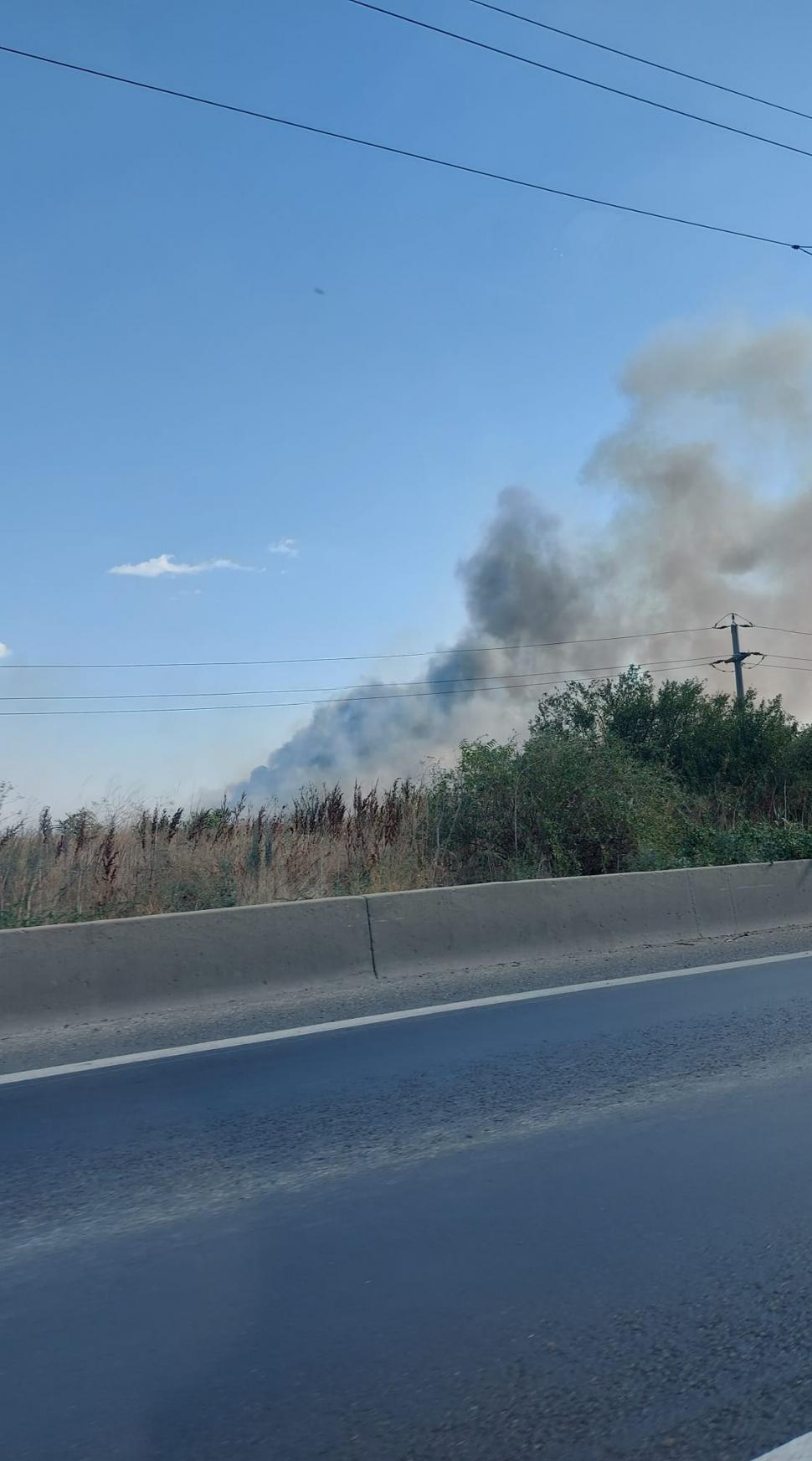 Incendiu de proporții lângă București. Flăcările s-au extins pe 12.000 metri pătraţi de vegetaţie 860976