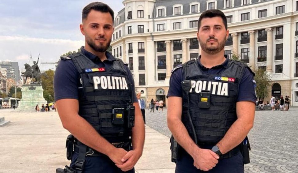 ”Noi doar ne-am făcut datoria!” Ei sunt cei doi polițiști care au salvat un bărbat care și-a dat foc în Centru Vechi din București