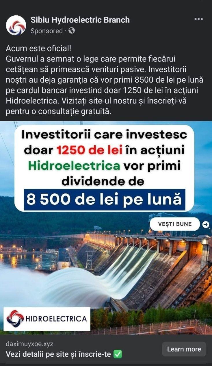 Hidroelectrica atenţionează românii asupra unor tentative de fraudare a micilor investitori. Şapte moduri în care te poţi feri de escroci 862035