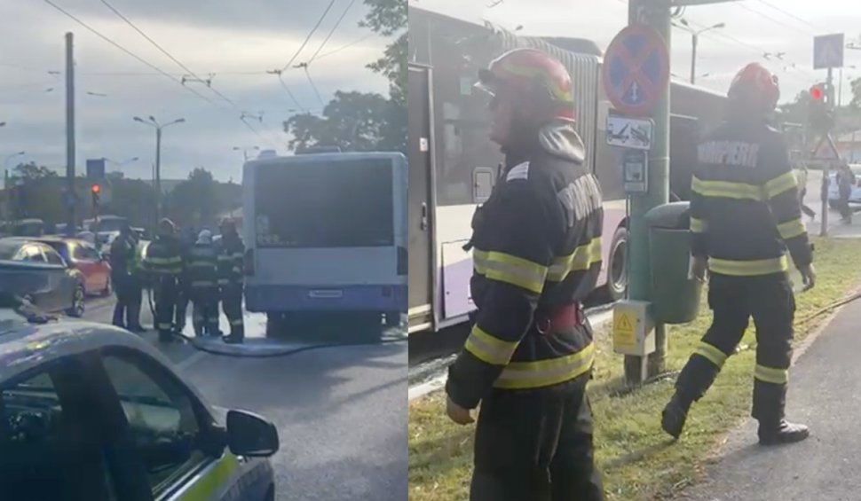 Incendiu izbucnit într-un autobuz, în Timișoara | Aproximativ 40 de călători s-au autoevacuat
