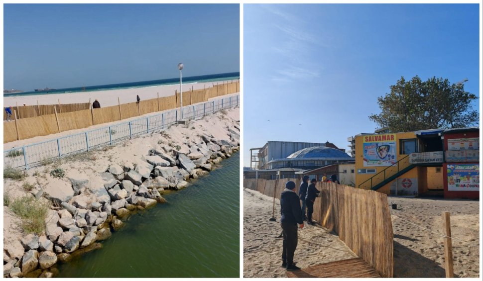Autorităţile pregătesc plajele pentru sezonul rece! În Mamaia, Constanţa, Costineşti şi Eforie a început montarea panourilor de stuf