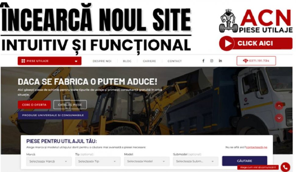 ACN Piese Utilaje își reinventează site-ul
