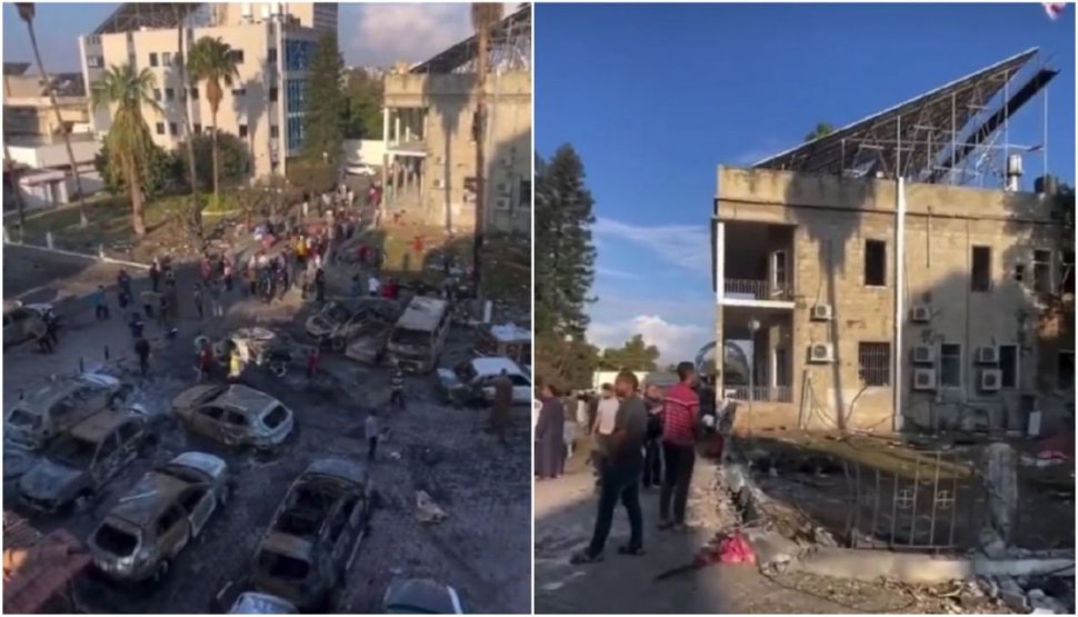 Primele imagini cu spitalul Al-Ahli din Gaza, distrus seara trecută de o rachetă