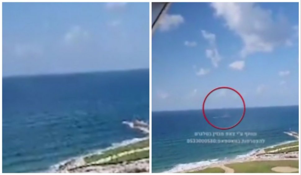 O rachetă trasă de terorişti a căzut în mare, lângă faleza din Tel Aviv. Imagini de la momentul impactului 