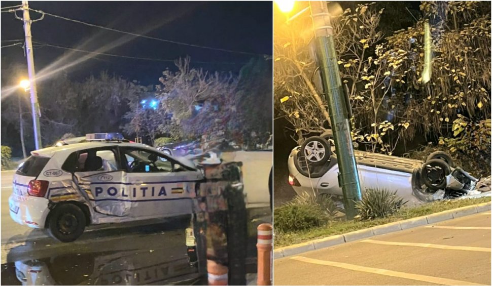 Accident în Mamaia, cu o maşină de poliţie aflată în urmărirea unui şofer care circula cu o viteză uriașă