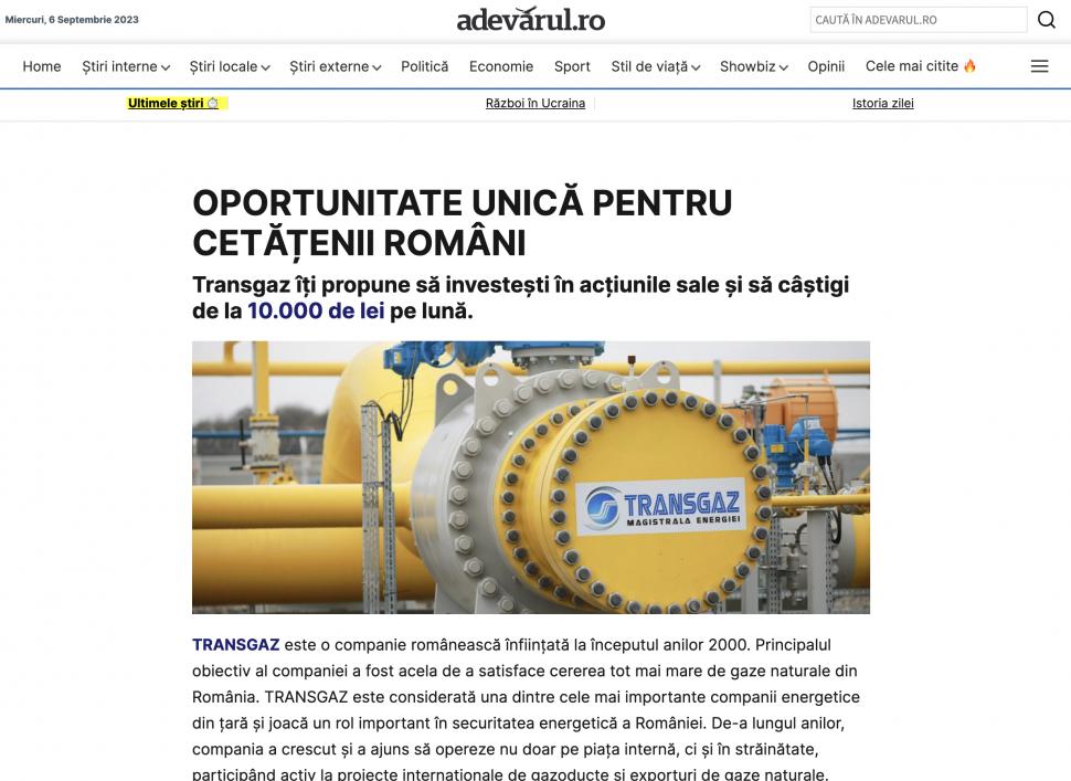 Campanie de tip phishing care se folosește de imaginea Transgaz și Antena 3 CNN 866927