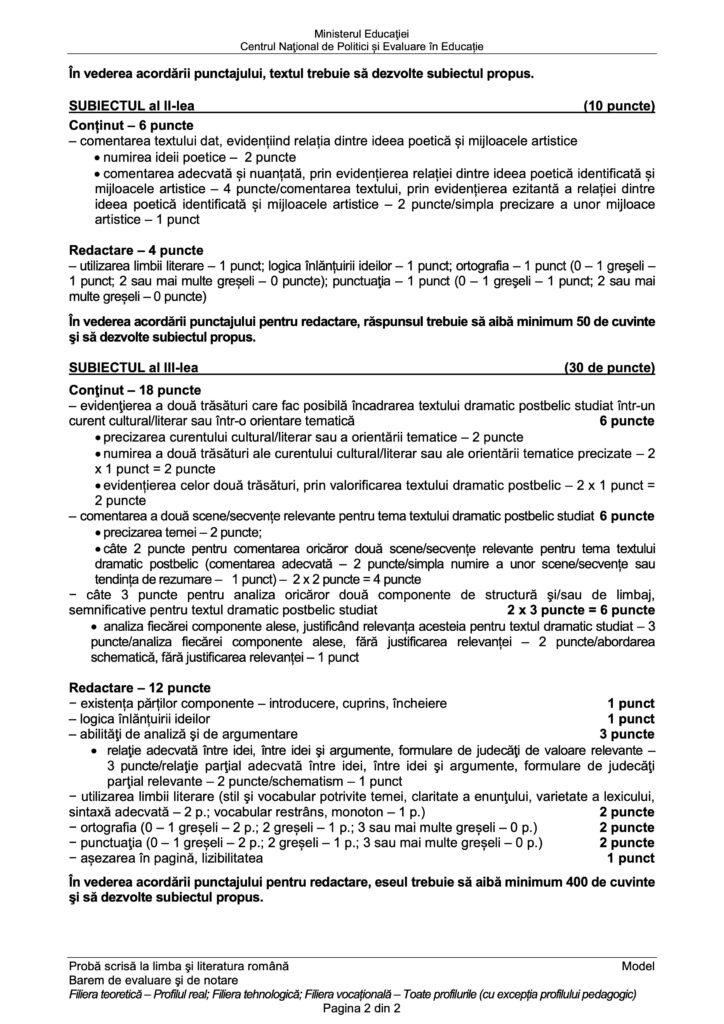 Model de subiect la Limba şi Literatura Română de la Bacalaureat 2024, sesiunea de vară 866752