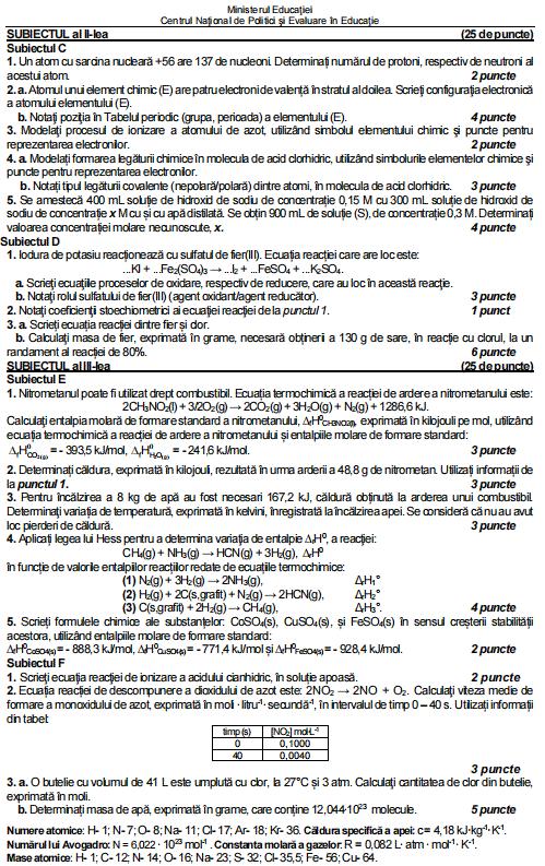Model de subiect la Chimie de la Bacalaureat 2024, sesiunea de vară 866773