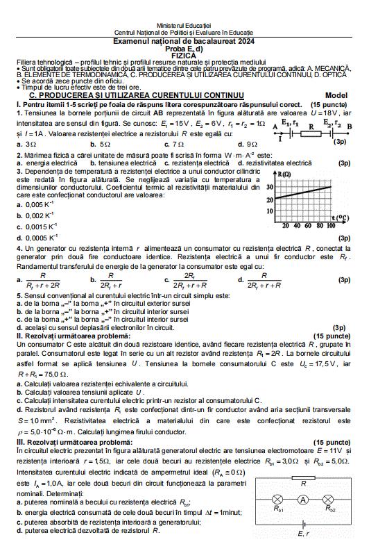 Model de subiect la Fizică de la Bacalaureat 2024, sesiunea de vară 866782