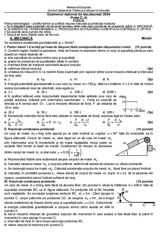 Model de subiect la Fizică de la Bacalaureat 2024, sesiunea de vară 866784
