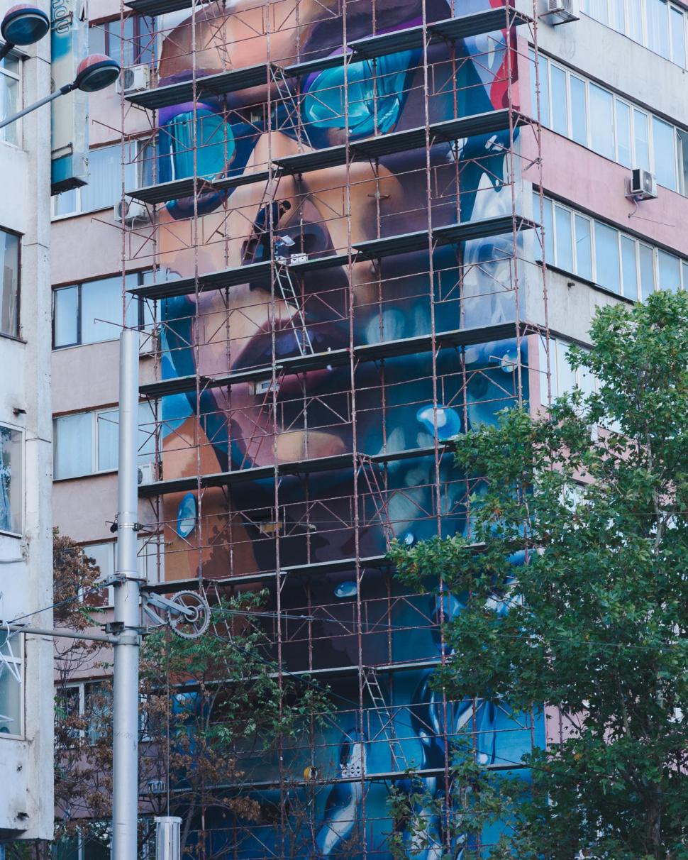 Campionul David Popovici, pictat pe un bloc de pe Șoseaua Ștefan cel Mare din Bucureşti 869653