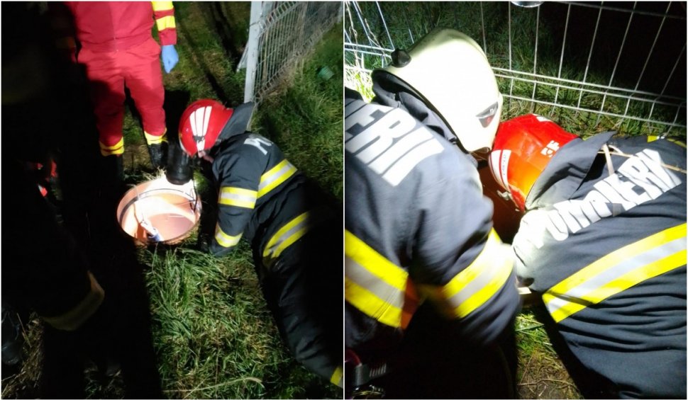 O femeie din Satu Mare a rămas blocată într-un tub de canalizare. A fost scoasă de pompieri după două ore 