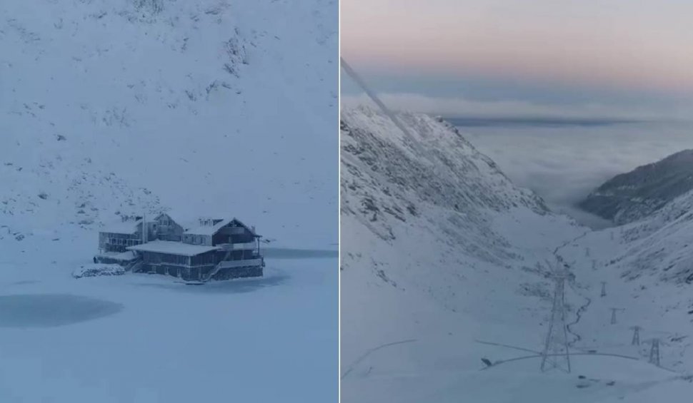 Strat de zăpadă de aproape jumătate de metru la Bâlea Lac. Imagini spectaculoase şi pe Transfăgărășan
