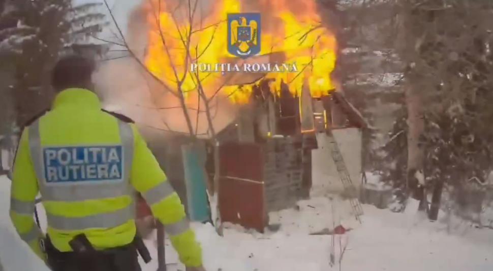 Ei sunt cei trei polițiști care au salvat o familie, cu un bebeluș, și doi câini, după ce casa în care locuiau a fost cuprinsă de flăcări, în Predeal 871992